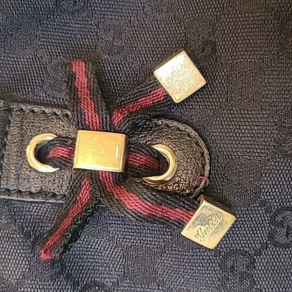 GUCCI 1990'S  VINTAGE GG CANVAS/LEATHER LARGE PRINCY TOTE W WEBBING DETAIL - Picture 7 of 17